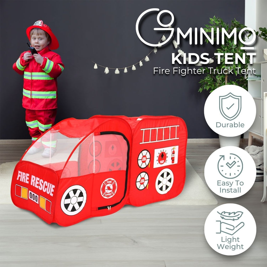 GOMINIMO Kids Fire fighting truck Tent (Red) - 0