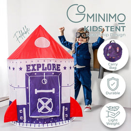 GOMINIMO Kids spaceship Tent (Purple and Red) - 0