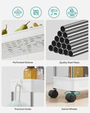 SONGMICS 4-Tier Slide Out Slim Rolling Storage Cart White-3
