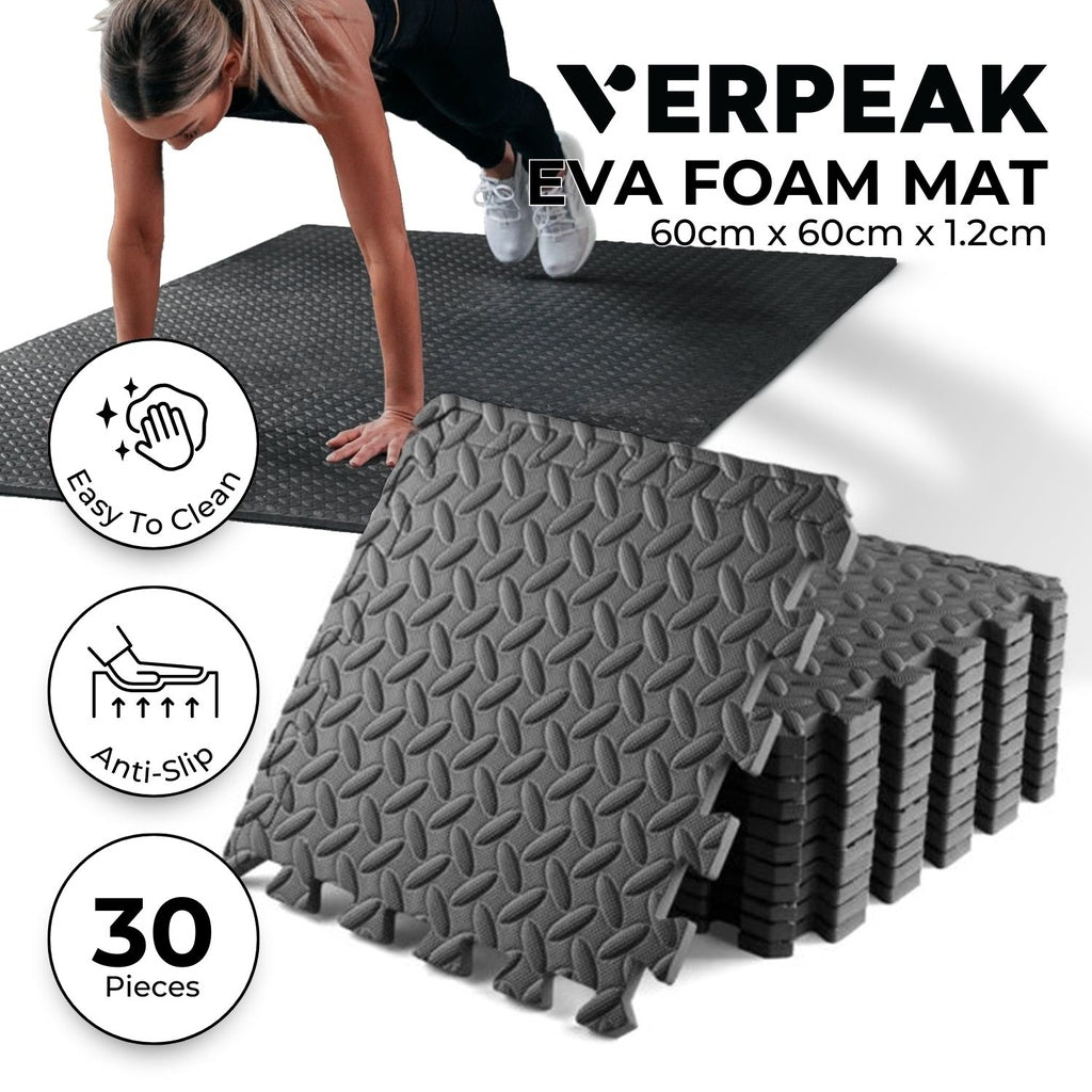 VERPEAK Interlocking EVA Foam Mat 30PCS Gym Floor Baby Kids PlayMats 60X60cm - 0