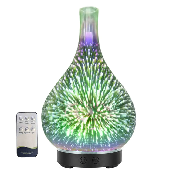 Orku Essential Oil Aroma Diffuser - Mirror 3D Fireworks Light USB Remote