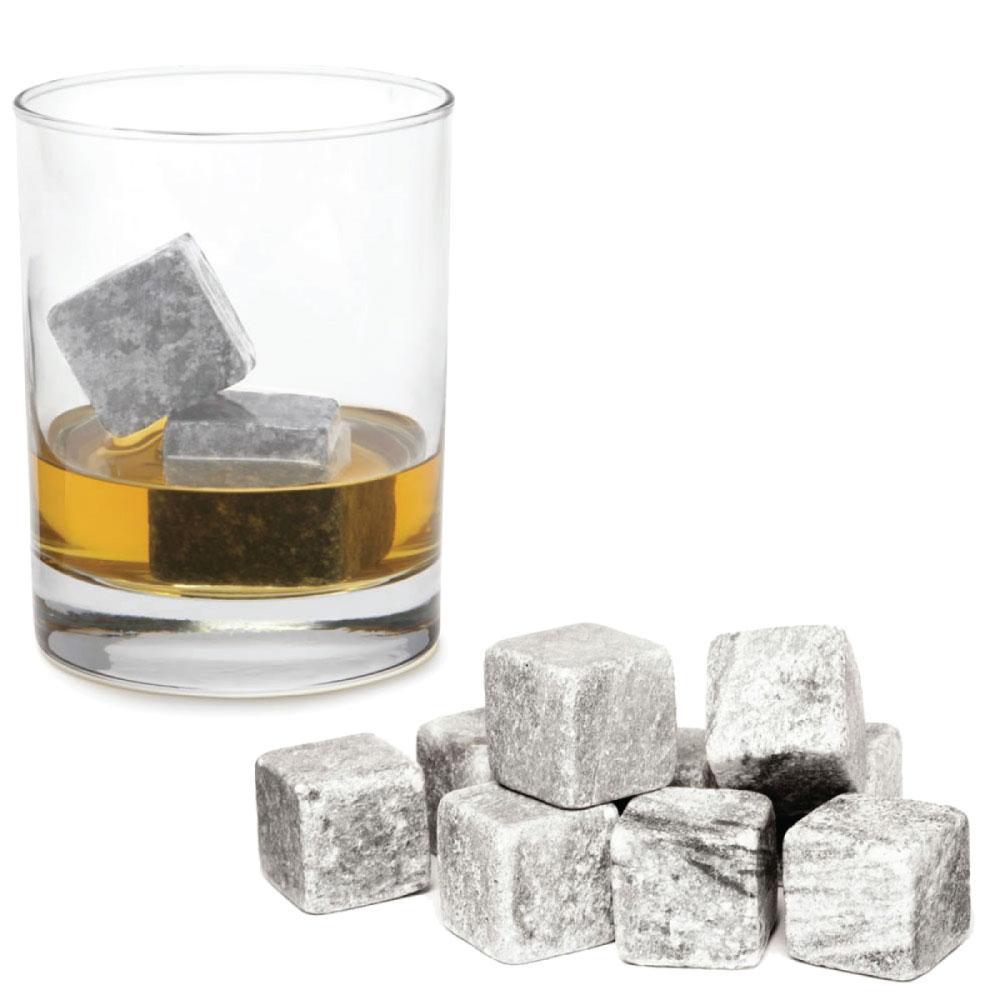 Whiskey Stones Ice Melts - 9 Reusable Natural Marble Chilling Scotch Rocks Cubes - 0