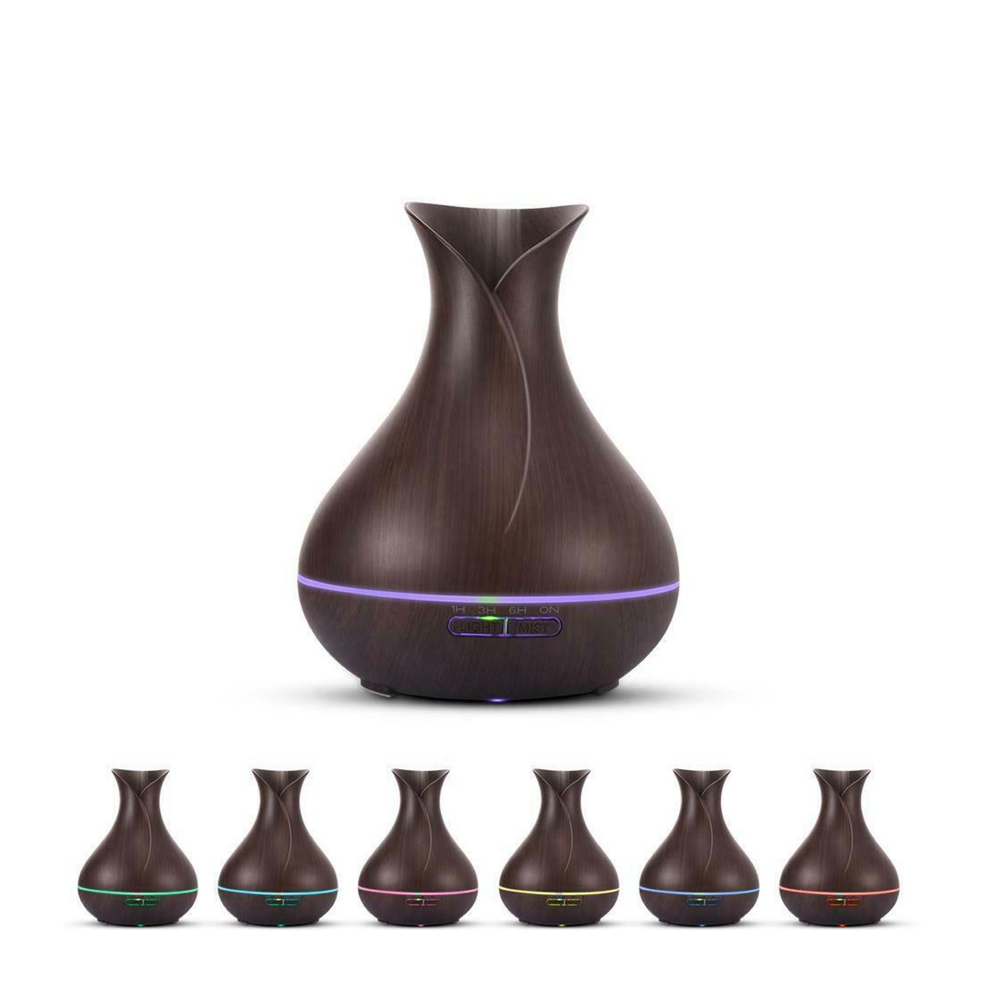 Essential Oil Aroma Diffuser and Remote - 400ml Tulip Dark Ultrasonic Humidifier - 0