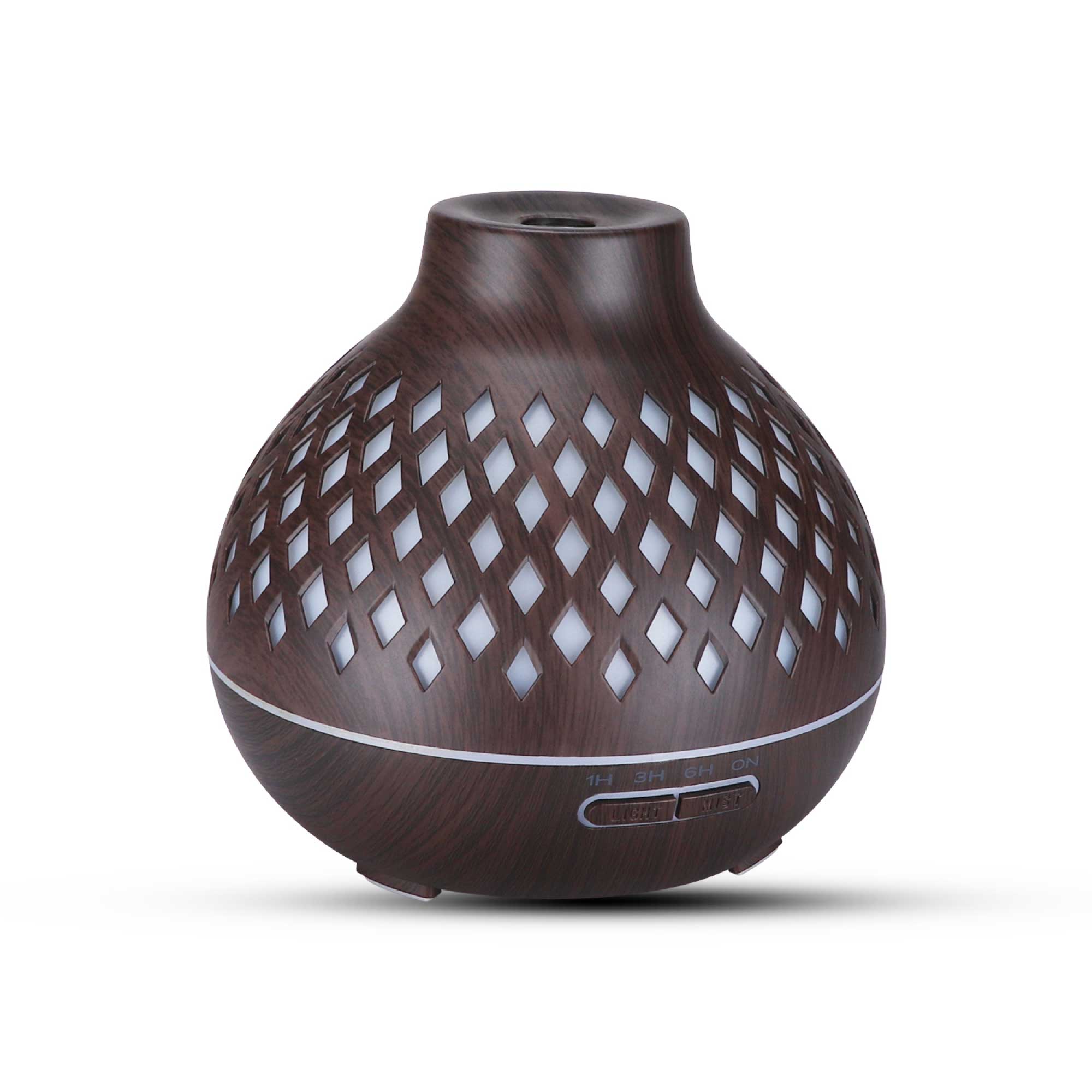 Essential Oil Aroma Diffuser and Remote - 400ml Hollowed Wood Mist Humidifier - 0