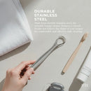 Orku Stainless Steel Tongue Scraper - Oral Hygiene Cleaner Silver-4