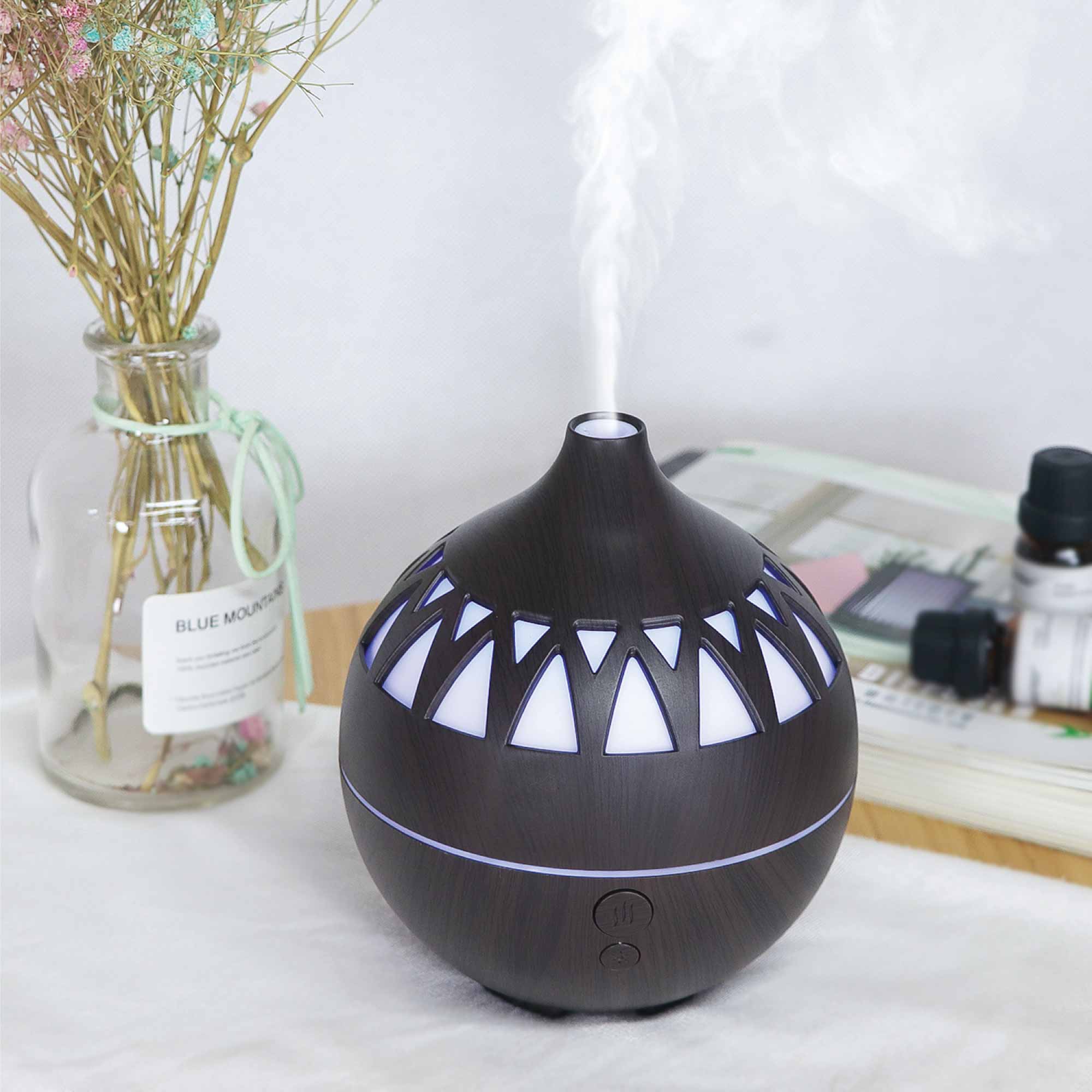 Essential Oil Aroma Diffuser - 180ml USB LED Dark Wood Mist Humidifier - 0