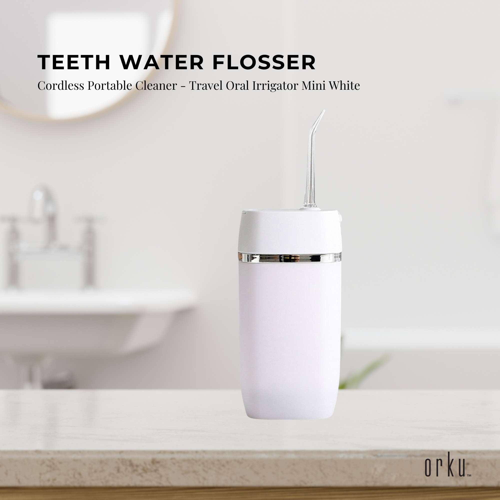 Teeth Water Flosser Rechargeable Cordless Cleaner - Travel Oral Irrigator White - 0