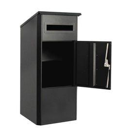 Parcel Delivery Drop Box Mailbox - Secure Home Package Locker 38x38x90cm Black - 0