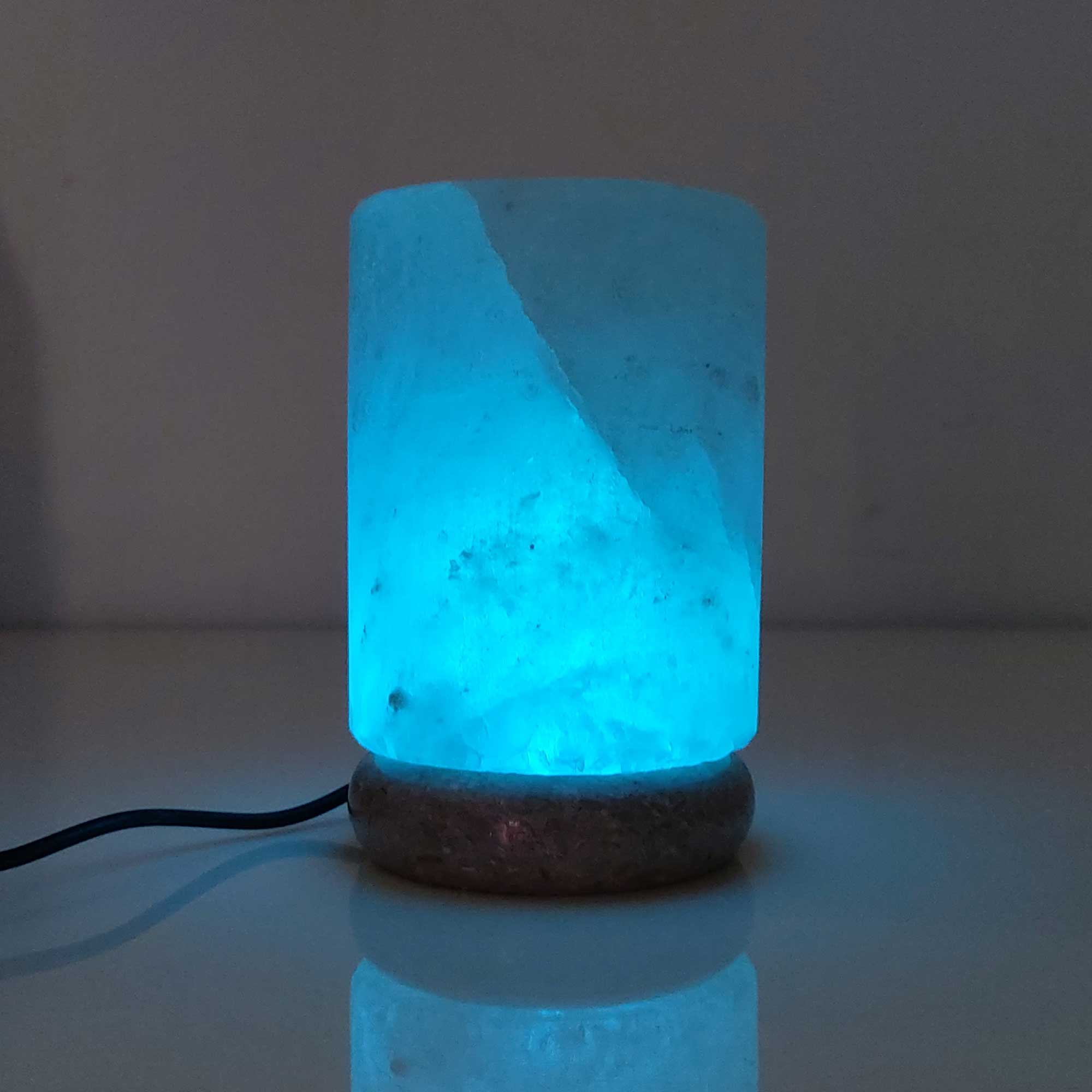 USB Colour Changing Salt Himalayan Lamp - Cylinder Shape Pink Rock LED Light