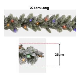 Christabelle 2.7m Christmas Garland Snowy with LED Lights Stamford Spruce Tree Decoration Ornament - 0