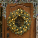 Christabelle 61cm Christmas Wreath Snowy Stamford Spruce with Coloured LED Lights Front Door Decoration Ornament-7