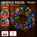 Christabelle 76cm Christmas Wreath Snowy Stamford Spruce with LED Lights Front Door Decoration Ornament-8