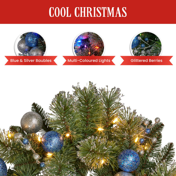 Christabelle 274cm Blue Collection Multicolour Pre-Lit Christmas Garland