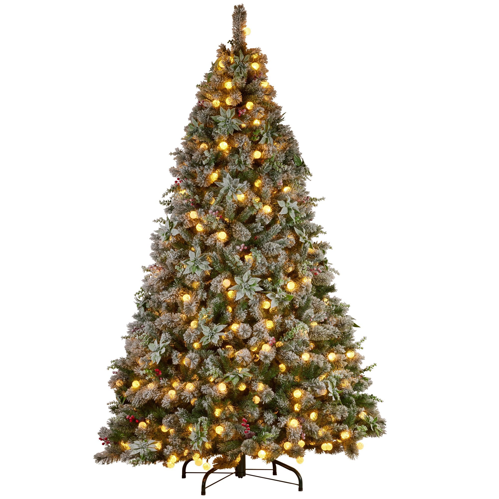 Swishmas Snowy Crown Pine 2.3m Multicolour Pre-Lit Christmas Tree with 1453 Tips - 0