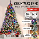 Christabelle Snowy Crown Pine 2.7m Multicolour Pre-Lit Christmas Tree with 2429 Tips-2