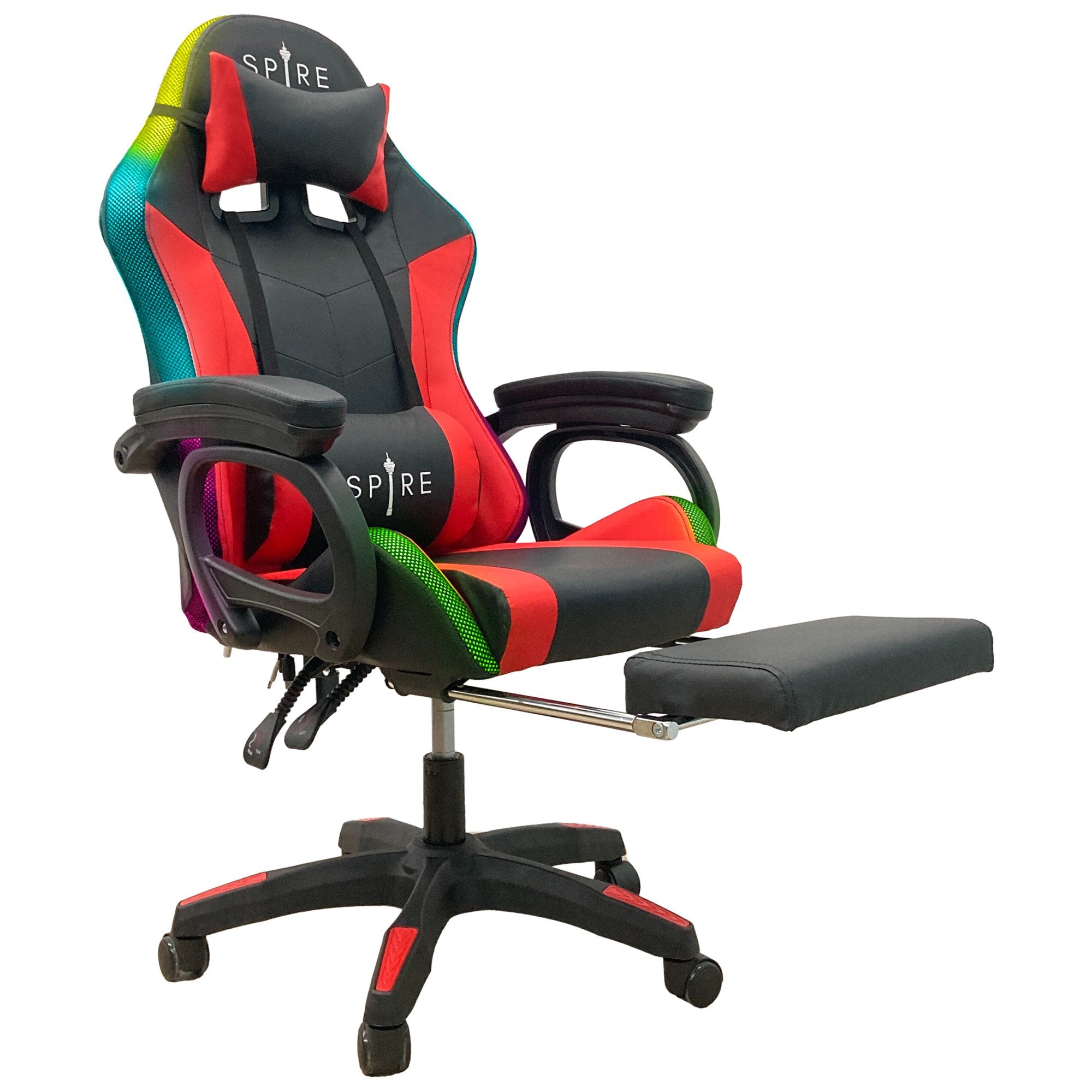 Intex Spire Onyx Led Massage Gaming Chair - Red And Black - 0