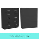 Sarantino Tallboy Dresser 6 Chest Of Drawers Table Cabinet Bedroom Storage Black-7