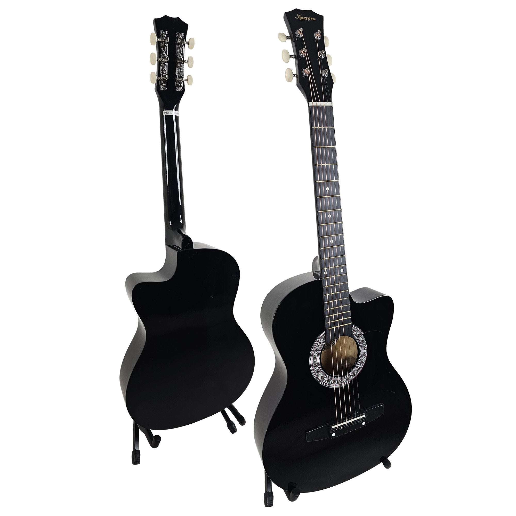 Karrera 38in Pro Cutaway Acoustic Guitar with Carry Bag - Black - 0