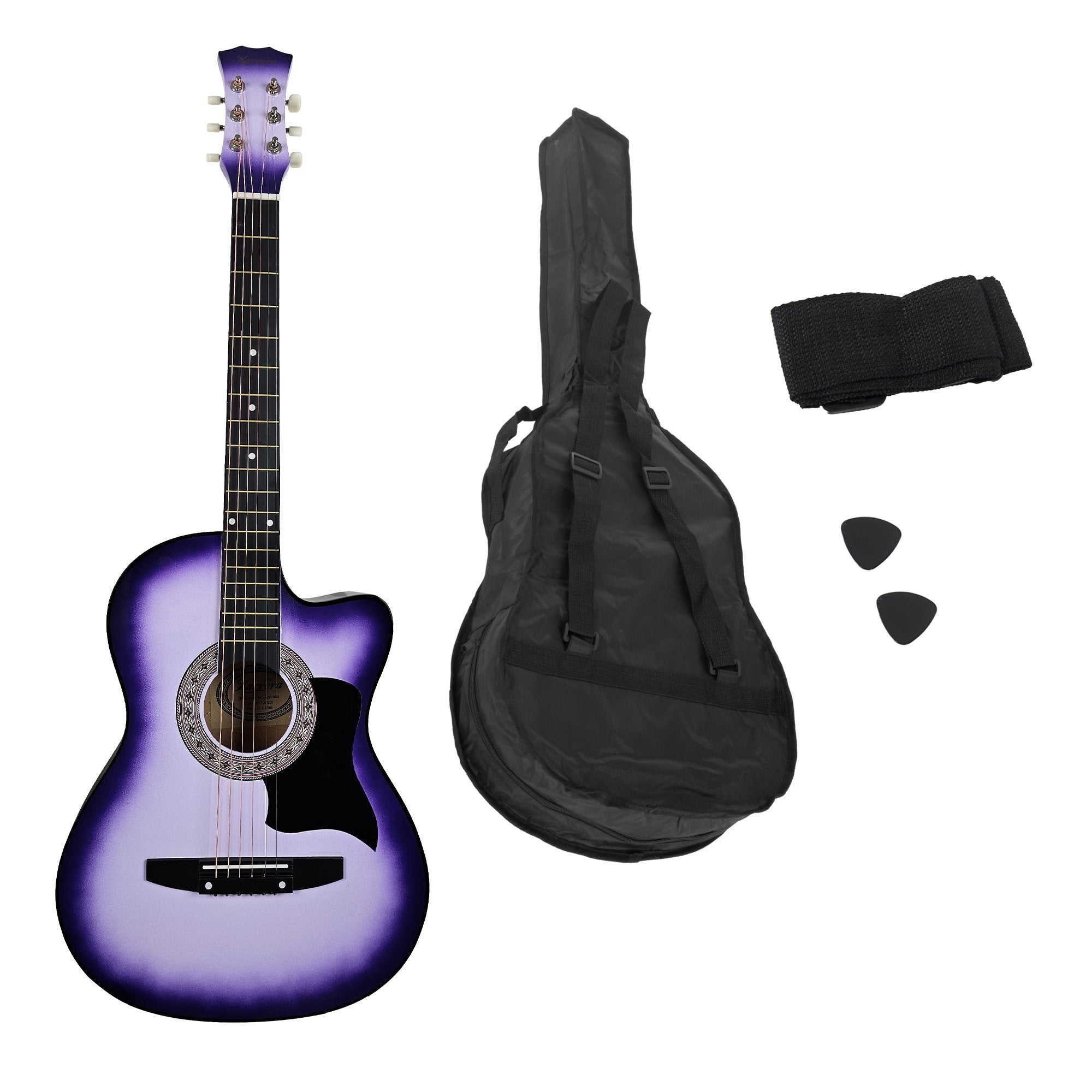 Karrera 38in Cutaway Acoustic Guitar with guitar bag - Purple Burst - 0