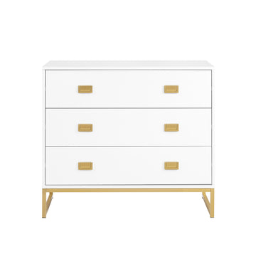 Sarantino Amara Chest of Drawers Tallboy Dresser in White/Gold - 0