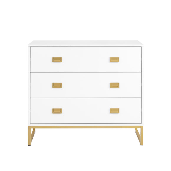 Sarantino Amara Chest of Drawers Tallboy Dresser in White/Gold