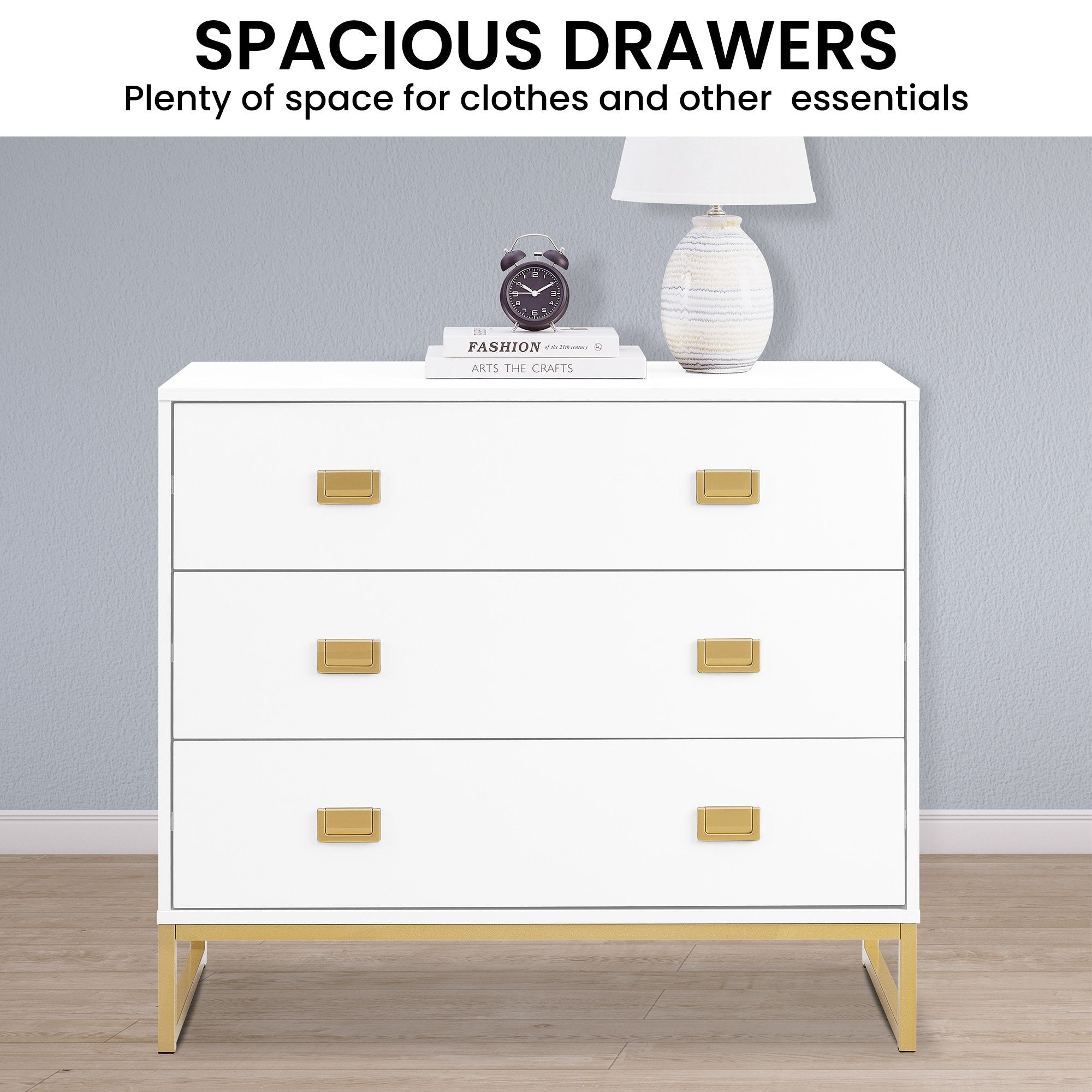 Sarantino Amara Chest Of Drawers Tallboy Dresser - White/gold