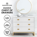 Sarantino Amara Chest of Drawers Tallboy Dresser in White/Gold-10