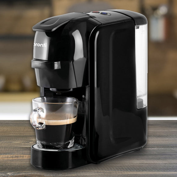Pronti HomeMaid 3-in-1 Coffee Machine Multi-Capsule Pods and Ground Coffee Nespresso & Caffitaly Compatible CM-511HM