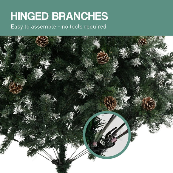 Christabelle 1.2m Pre-Lit LED Artificial Christmas Tree with Snow Tipped Needles Pine Cones Stand