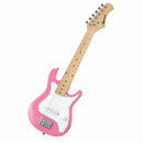 Karrera Kids Electric Guitar Junior Beginner Double Cutaway Scaled-Down Instrument for Children - Pink-1