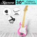 Karrera Kids Electric Guitar Junior Beginner Double Cutaway Scaled-Down Instrument for Children - Pink-2