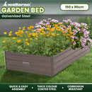 Wallaroo Garden Bed 150 x 90 x 30cm Galvanized Steel - Grey-9