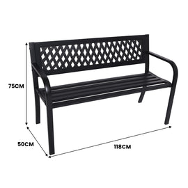 Wallaroo Steel Outdoor Garden Bench - Lattice - 0