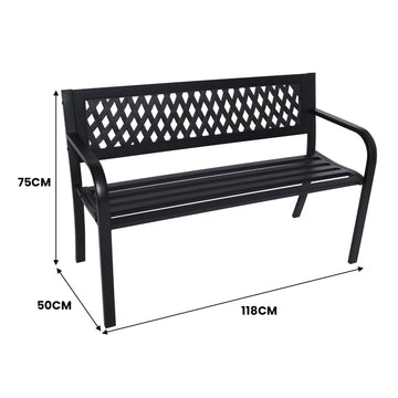 Wallaroo Steel Outdoor Garden Bench - Lattice - 0