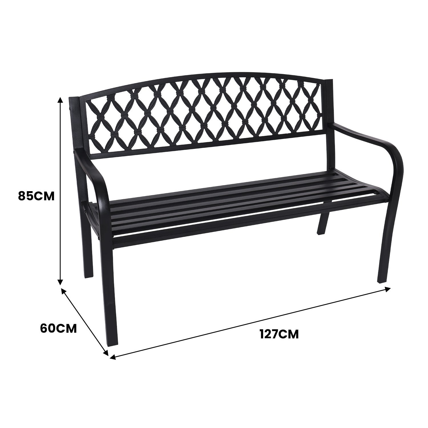 Wallaroo Steel Outdoor Garden Bench - Diamond - 0