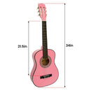 Karrera 34in Acoustic Childrens Wooden Guitar - Pink-3