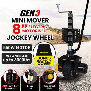 Mini Mover Gen3 12V 550W Electric Motorised Jockey Wheel - Black - 0