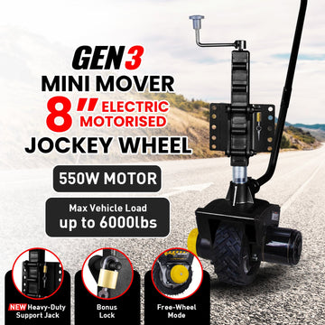 Mini Mover Gen3 12V 550W Electric Motorised Jockey Wheel - Black - 0