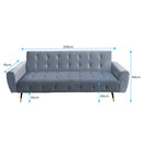 Sarantino Ava 3-seater Tufted Velvet Sofa Bed By Sarantino - Light Grey-5
