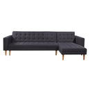 Sarantino Linen Fabric Corner Sofa Bed Couch Lounge With Chaise Furniture - Dark Grey-1
