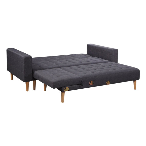 Sarantino Linen Fabric Corner Sofa Bed Couch Lounge With Chaise Furniture - Dark Grey