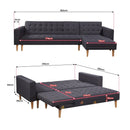 Sarantino Linen Fabric Corner Sofa Bed Couch Lounge With Chaise Furniture - Dark Grey-3
