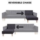 Sarantino Linen Fabric Corner Sofa Bed Couch Lounge With Chaise Furniture - Dark Grey-4