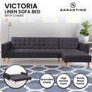 Sarantino Linen Fabric Corner Sofa Bed Couch Lounge With Chaise Furniture - Dark Grey-7