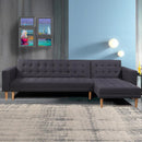 Sarantino Linen Fabric Corner Sofa Bed Couch Lounge With Chaise Furniture - Dark Grey-4