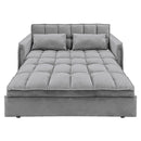 Sarantino Quincy 2-Seater Velvet Sofa Bed in Dark Grey with Wooden Frame and Tufted Design-5