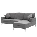 Sarantino 3 Seater Linen Sofa Lounge Left Side Chaise Couch Furniture Dark Grey L-shaped-1