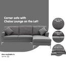 Sarantino 3 Seater Linen Sofa Lounge Left Side Chaise Couch Furniture Dark Grey L-shaped-7
