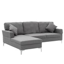 Sarantino Linen Corner Sofa Couch Lounge L-shape W/right Chaise Seat Dark Grey-1