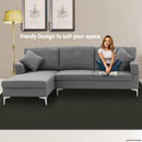 Sarantino Linen Corner Sofa Couch Lounge L-shape W/right Chaise Seat Dark Grey-7